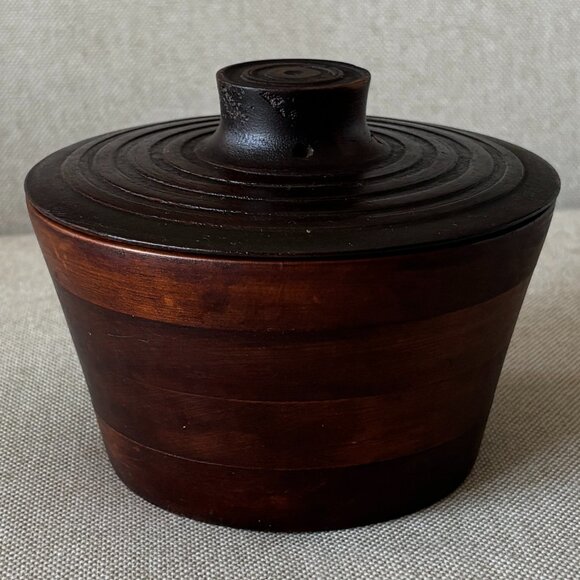 Covered Wooden Bowl Hand Turned Studio Art - Picture 1 of 11